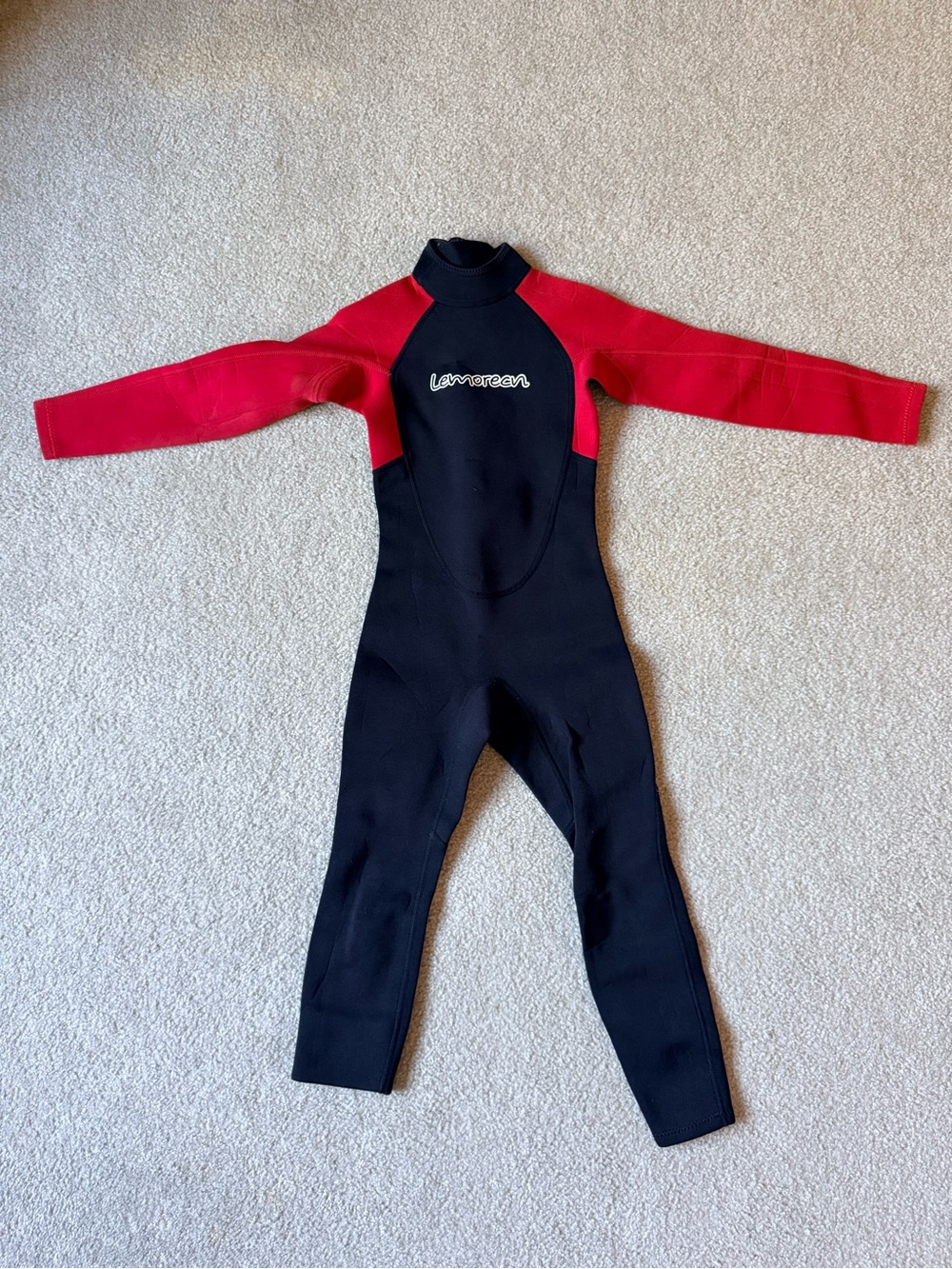 Size 8 Kids Red & Black Wetsuit - Lightweight Thermal Swim Suit
